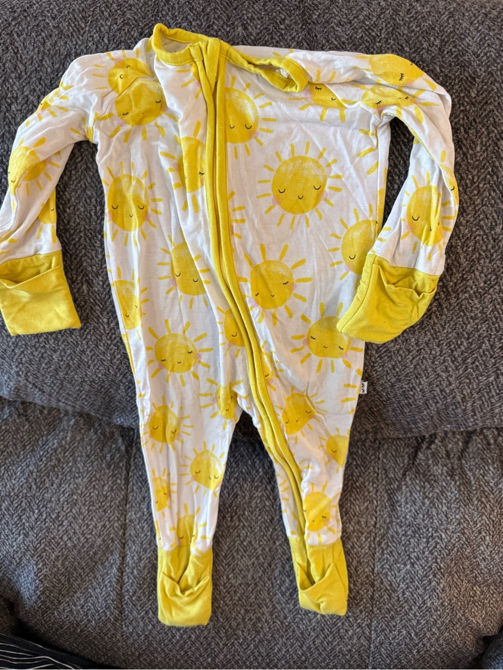 Little Sleepies Yellow Sun Print Footed One-Piece